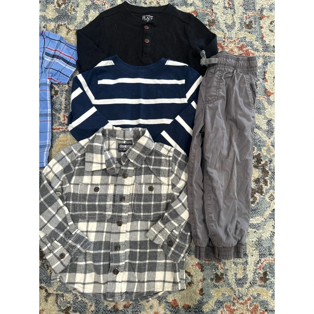 Childrens Place OshKosh Carters Boys 24M 2T Blue Grey Plaid Bundle GUC - Picture 3 of 3